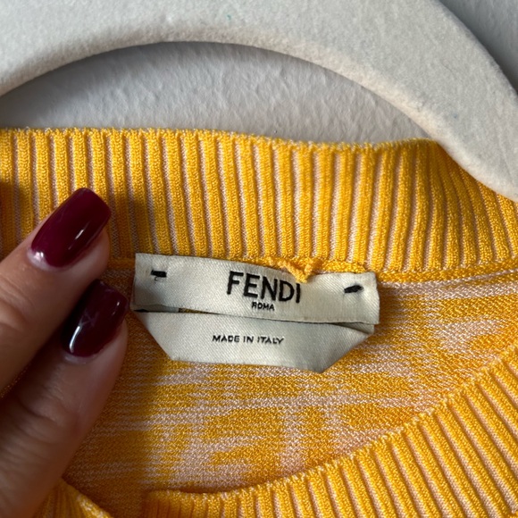 Fendi FF Vertigo Print Cropped Cardigan in Yellow Viscose Size 44 - Picture 4 of 11